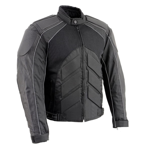 NexGen SH2153 Men's Black CE Armored Motorcycle Textile and Leather Combo Jacket 4X-Large
