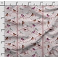 thumbnail image 2 of Soimoi Bird With Leaves Printed, Cotton Satin Spandex, Sewing Fabric by The Yard 54 Inch Wide, Decorative Fabric for Dresses and Home Accents, Pink Salmon, 2 of 5