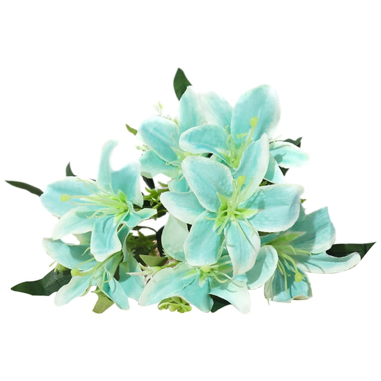 Taotanxi Tiger Lily Satin Artificial Flowers 14" Bush (Blue) - Walmart.com