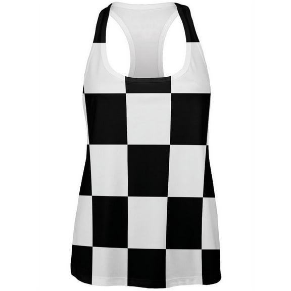 Finish Line Checkered Flag All Over Womens Racerback Tank Top - 2X-Large
