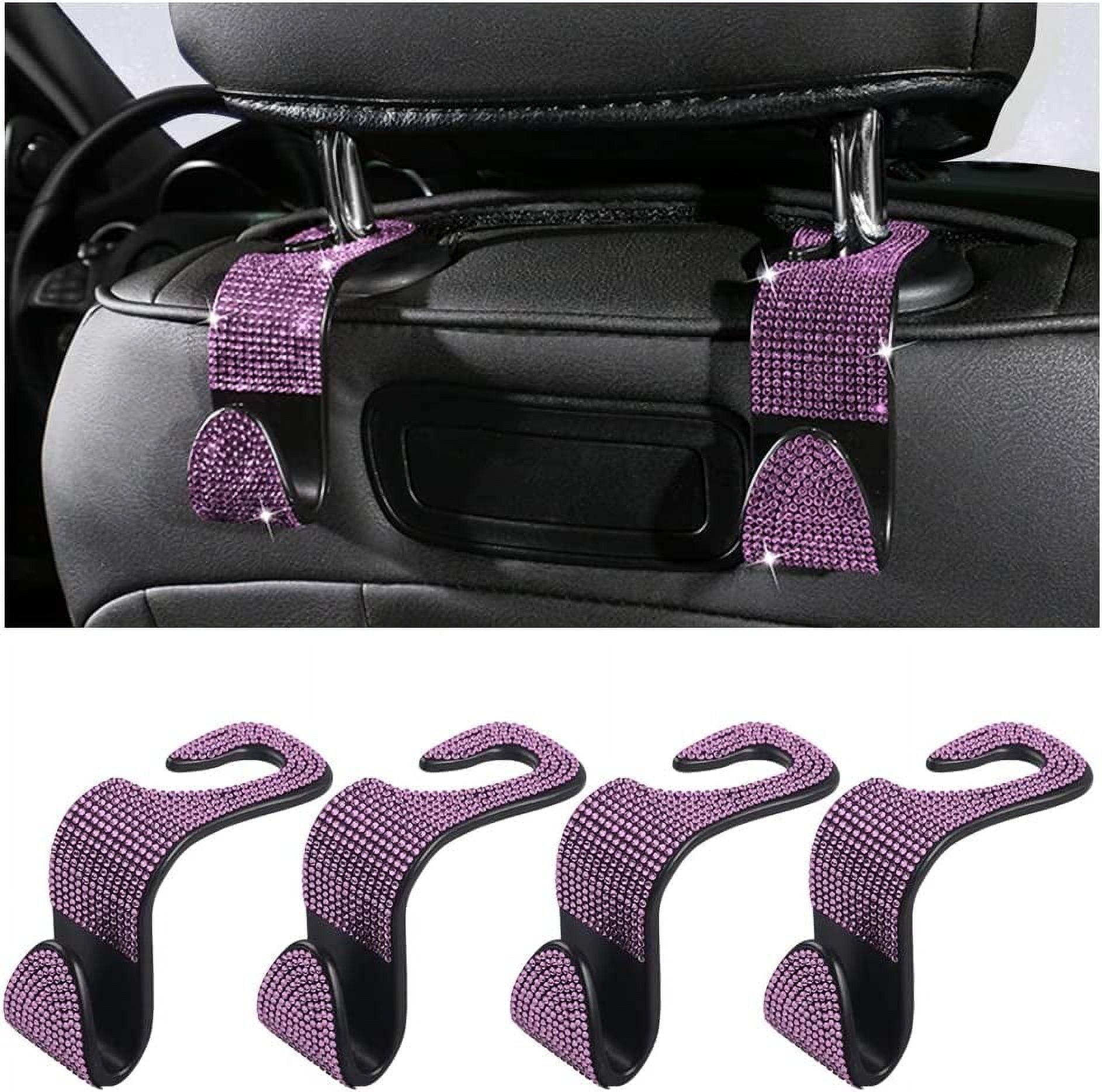 2 Pack Bling Car Headrest Hooks - Rhinestone Backseat Organizer For Purses, Bags & Clothes - Universal Fit - View #11