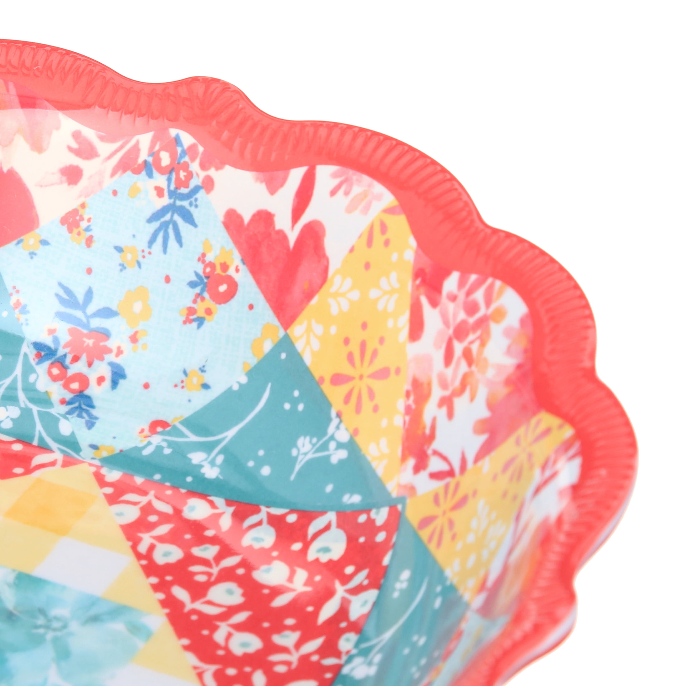 The Pioneer Woman Patchwork Medley Melamine Dinner Bowl, Coral