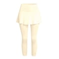 thumbnail image 5 of Huowey Women High Waist Capri Skort Stretch Solid Skirted Leggings Wide Elastic Waistband Breathable Athletic Bottoms For Tennis Yoga Workout Walking Casual Summer Pants,Beige,XL, 5 of 7
