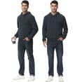 thumbnail image 4 of Xidunhg Mens Hooded Henley Sweatshirt Casual Long Sleeve Drawstring Waffle Knit Pullover Hoodies Dark Grey M, 4 of 9