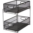 thumbnail image 1 of 2 Tier Metal Mesh Storage Baskets Organizer, Home, Office, Kitchen, Bathroom, Black, 1 of 7
