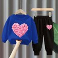 thumbnail image 2 of TOWED22 Toddler Baby Girls Clothes Outfits Long Sleeve Pullover Sweatshirt Tops + Pants Set Fall Winter,Blue,2-3 Y, 2 of 4