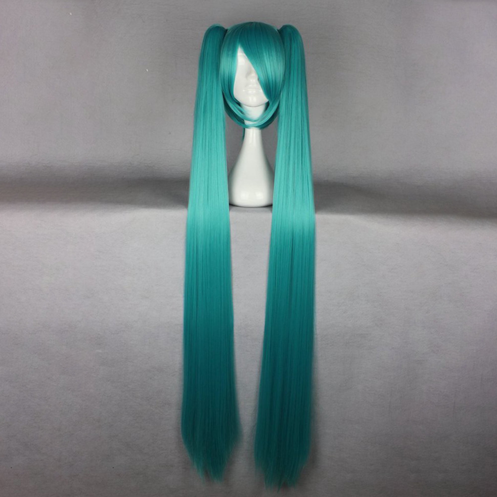 Unique Bargains Human Hair Wigs for Women 51" Wigs Long Hair with Wig Cap Deep Blue Gradient Green