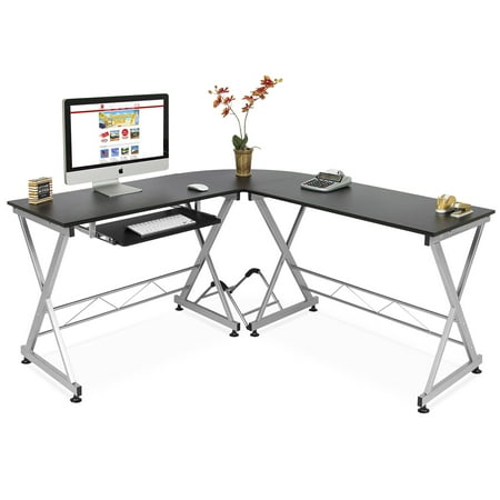 Best Choice Products Modular 3-Piece L-Shape Computer Desk Workstation for Home, Office w/ Wooden Tabletop, Metal Frame, Pull-Out Keyboard Tray, PC Tower Stand - (Best Computer For Architecture)