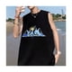 thumbnail image 3 of Hombres Camiseta Sin Mangas Casual Patrón Único Corte Exquisito Cómodo Transpirable para Gimnasio Playa Negro L, 3 of 8