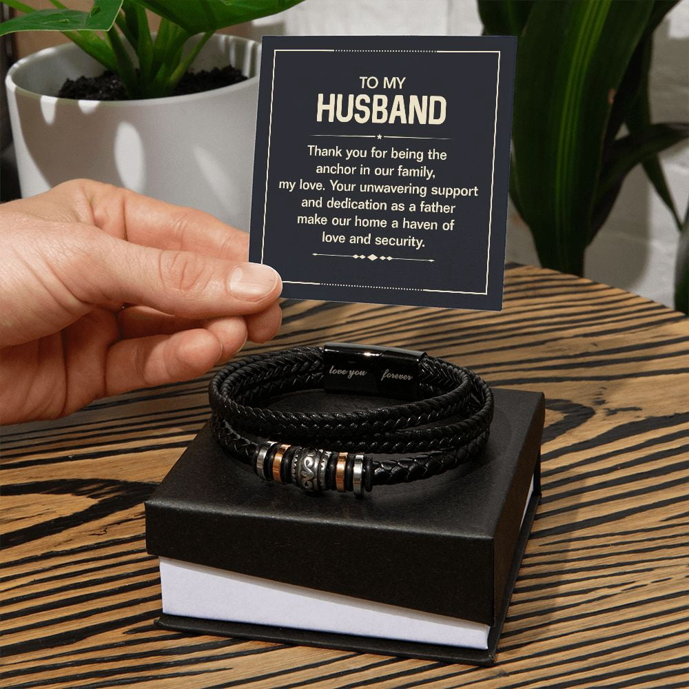 To My Husband Thank You for Being the Anchor in Our Family Love You Forever Bracelet
