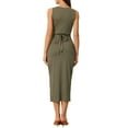thumbnail image 3 of INSPIRE CHIC Robe Midi Sans Manches Décontractée pour Femmes, Taille Croisée, Vert Armée TP, 3 of 5