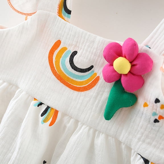 Vedolay Maxi Dress Girl's Spaghetti Strap Dress Floral Print Sleeveless Summer Beach Casual Sundress A-line Mini Dresses,Orange 18-24 Months