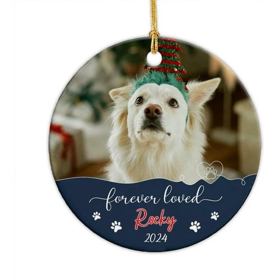 Personalized Photo Dog Forever Loved Ornament Pet Memorial Ceramic Ornament Gift for Loss of Pet, Custom Name & Image Dog Remembrance Ornament 2025, Loss of Dog Ceramic Ornament Xmas j3Cmzp