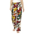 thumbnail image 2 of Goofa Retro Floral Butterfly Printed Soft Pajama Pants for Women, Wide Leg Comfy Casual Lounge Yoga Pants-Large, 2 of 9