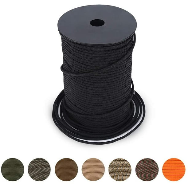 100m paracord roll rope, 4mm braided line 9 strand parachute cord made of  polypropylene and polyester for camping outdoor climbing survival （black） 