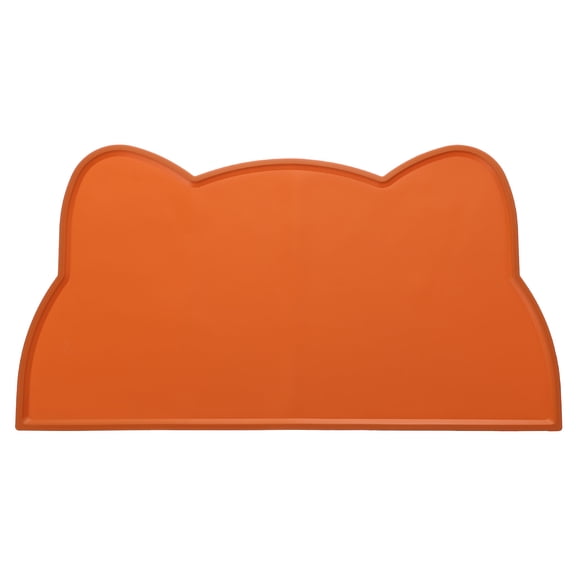Uxcell Cat Food Mat, 17x9 Inch Silicone Pet Feeding Mat Non-Slip Cat Face Shaped Waterproof Dog Water Bowl Tray Raised Edge Protects Floors (1Pcs, Light Brown) Intended for Pets Bowl