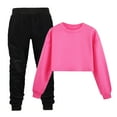 thumbnail image 2 of Girls Sets Long Sleeve Solid Crewneck Hot Pink Pullover Loose Sweatshirt Sweatpants 2 Pcs Fall Winter Clothes Boys Outfits Size 13-14 Years Boys Girls Fashion, 2 of 4