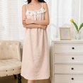 thumbnail image 6 of WAGUTH Warm Coral Fleece Nightgown for Women Sleeveless Ruffle Floral Decor Loose Quick Dry Shower Robes Loungewear, 6 of 6