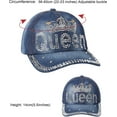thumbnail image 7 of Bling Baseball Cap for Women Bejeweled Distressed Denim and Diamonds Hat Studded Rhinestone Cap, 7 of 7