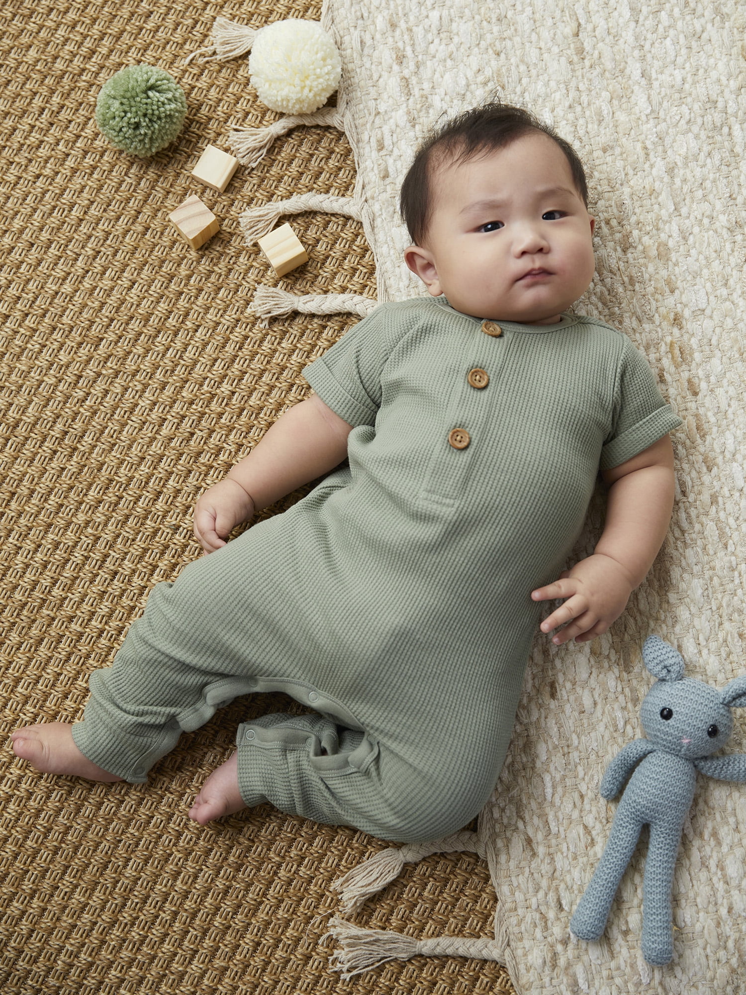 3pcs Baby Boy Striped and Allover Vehicle Print Short-sleeve Rompers with Solid Shorts Set