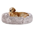 thumbnail image 1 of Cama ovalada calmante para perros Coohom con forma de dona, de piel sintética, lavable, redonda, para mascotas (76,2 cm/91,4 cm) para perros pequeños y medianos (XL (91,4 x 68,6 x 17,8 cm), color marr, 1 of 5