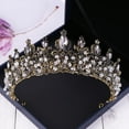 thumbnail image 1 of Fiudx Liquidación De Joyas Diadema De Flores De Circonio Negro Con Diamantes Y Corona Elegante De Lujo Para Mujer, 1 of 6
