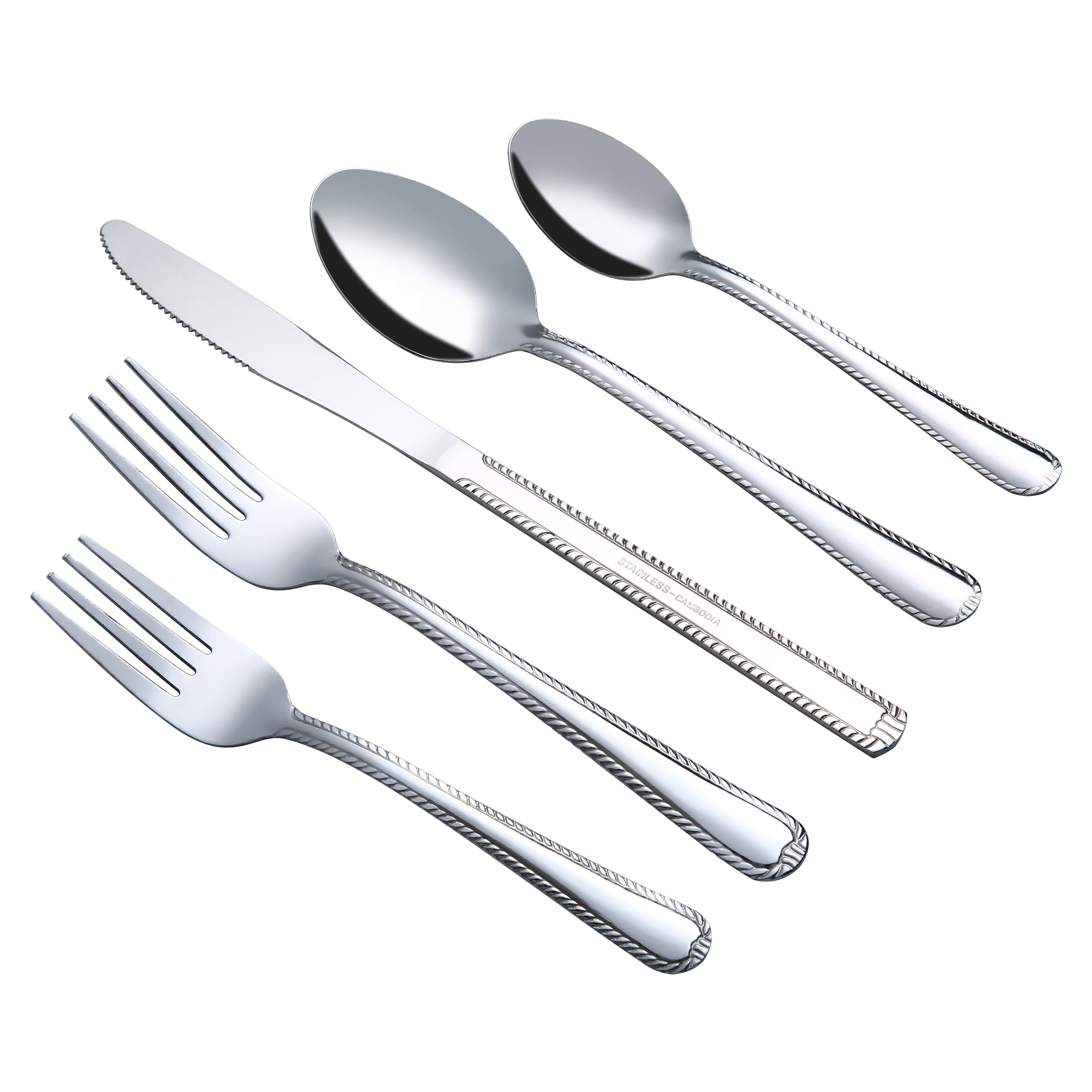 Mainstays 49-Piece Stainless Steel Flatware Set with Tray Organizer, Service for 8