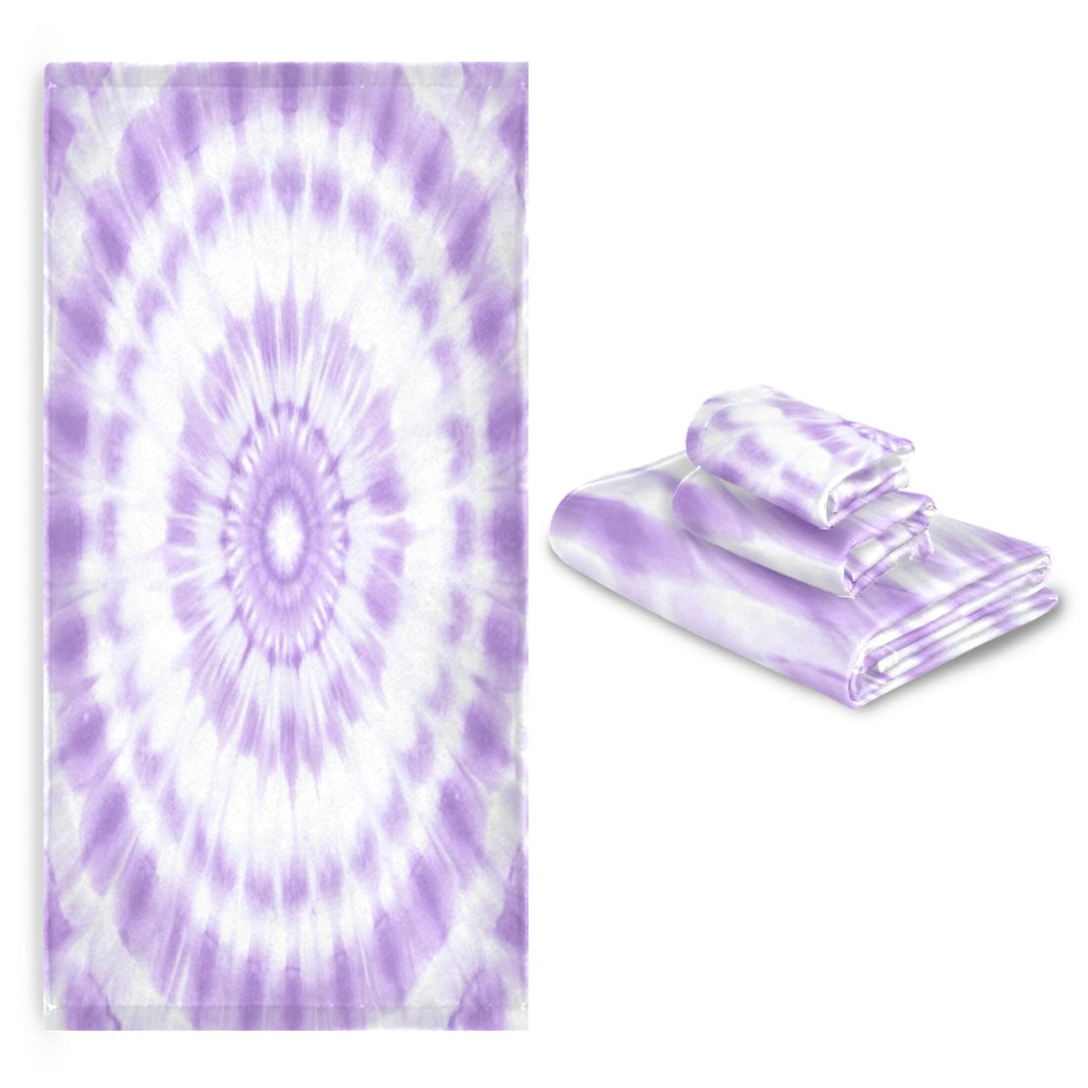 Three-Piece Towel Set Face Towel Towel Set Hand Towel Bath Towel Cotton Bath Towels Bath Towel Sets Hand Bath Towels Pretty Purple Tie Dye