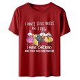 thumbnail image 1 of ICHUANYI Clearance Womens Work Tops Short Sleeve Out Blouse Farmer Funny Letter Print Shirt T-Shirt Tops(Red, XL) ICHUANYI WER2023081017461, 1 of 7