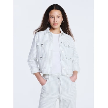 Free Assembly Women's Striped Denim Jacket, Sizes XS-XXL