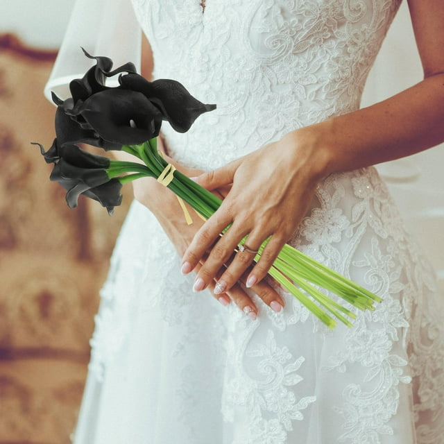 unbranded 10Ud Ramo De Flores Artificiales Negras De Plástico Para Y Duradera