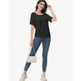 thumbnail image 7 of Women's Dolman Top Boat Neck Short Sleeve Solid Tees Casual T Shirt with Side Shirring Detail, 7 of 7