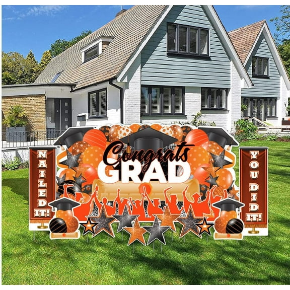 Victory Store Orange Congrats Grad 36" x 72" Graduation Party Sign 22775