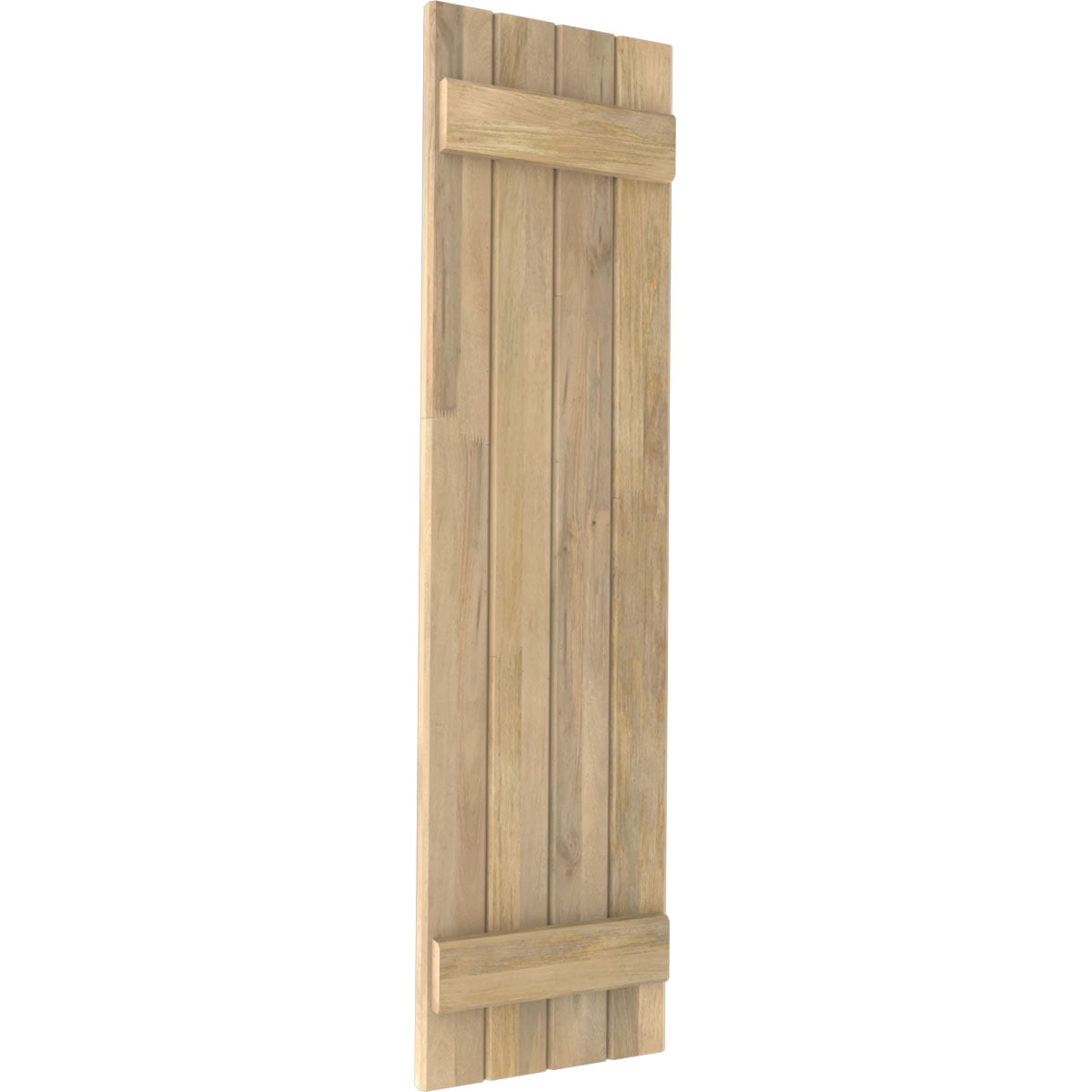 Ekena Millwork 14"W x 68"H Americraft Four Board (2 Batten) Exterior Real Wood Joined Board-n-Batten Shutters (Per Pair), Unfinished