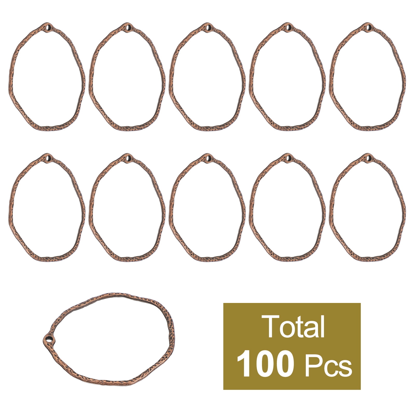 Uxcell 100Pcs Alloy Open Bezel Pendants for Resin Jewelry Making Earrings Necklace Bracelet DIY, Ancient Red Copper
