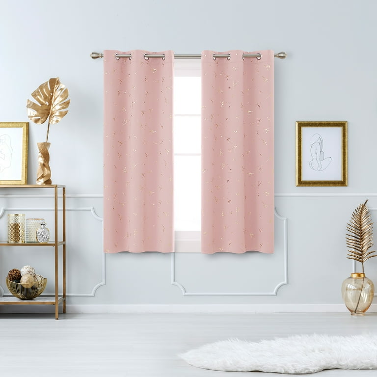Deconovo Blackout Short Curtains For Home Decoration 45 Inch Long Pack Of 2 Energy Efficient Light Blocking Window Panels 42 X C Pink Set Com Light Blocking Window Panels, Light Pink Blackout Curtains Short