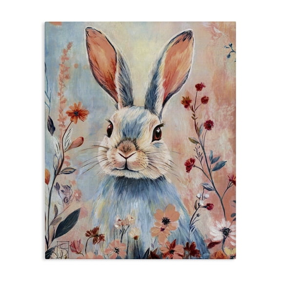 Stupell Industries Blue Rabbit & Wildflowers Canvas Wall Art, design by Sara Culpepper