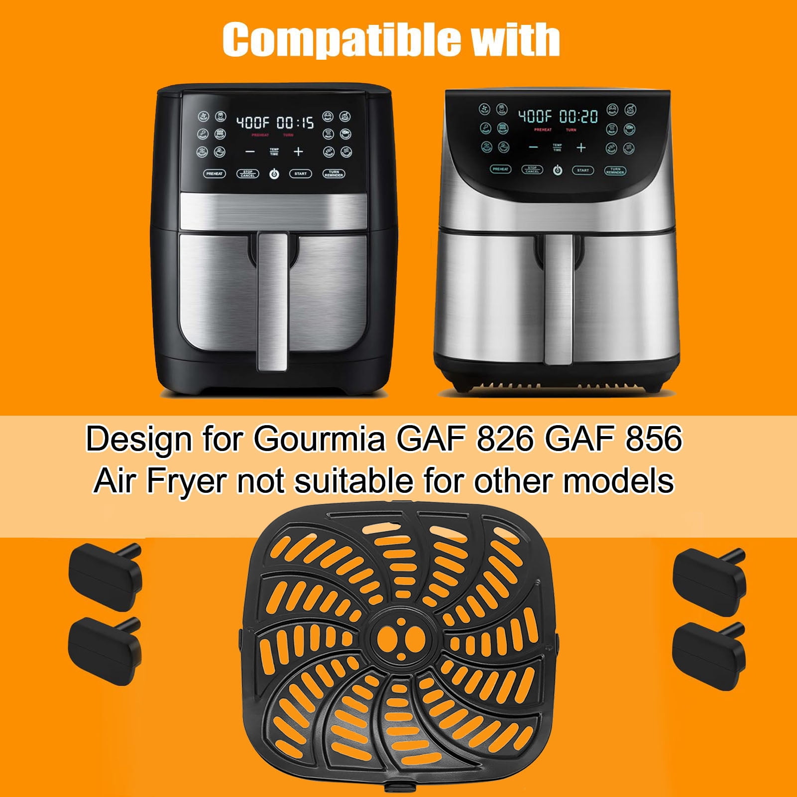 GCQ Air Fryer Replacement Tray for Gourmia GAF856 GAF826 Air Fryer, Nonstick 9.8''*9.8'' Air Fryer Replacement Parts Grill Pan Plate Crisper Plate