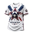 thumbnail image 2 of USA 2026 Soccer Cup Fan Jersey for Men, Crewneck Short Sleeve T-Shirt with Statue of Liberty & Stars Graphic, Lightweight Breathable Athletic Top, 1 PC Wine L, 2 of 4