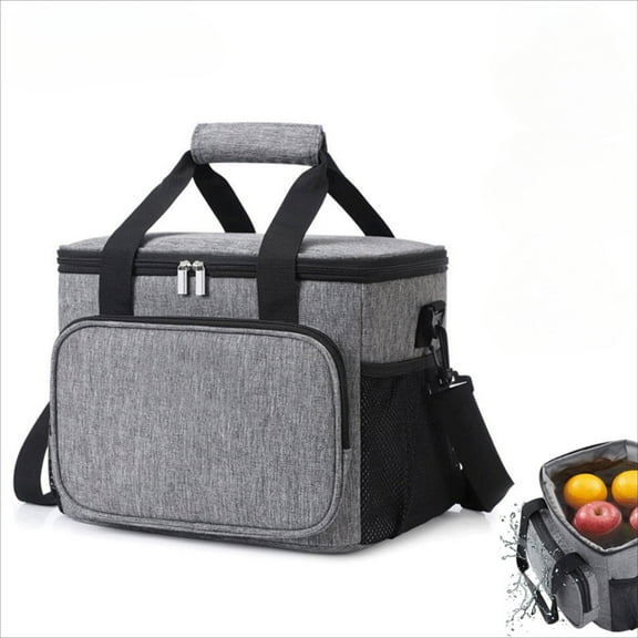 15L Insulated Lunch Cooler Bag – Outdoor Picnic Thermal Tote with Shoulder Strap, Leakproof Waterproof Oxford Fabric Lunch Bag for Men & Women