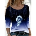 thumbnail image 3 of Gvmfive Women Roses Print Long Sleeves Casual Top Round Neck Gradient Boulse Shirt, 3 of 4