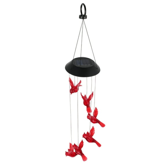 Raindrops  Solar Wind Chime Light Fleece Commemorative Coins Cardinal Decor Quail Pet Memorial Red