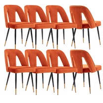 Velvet Dining Chairs, Contemporary Dining Room Chairs with Metal Legs, Accent Chairs Side Chairs Reading Chairs for Living Room Kitchen Home Bedroom (Set of 8)