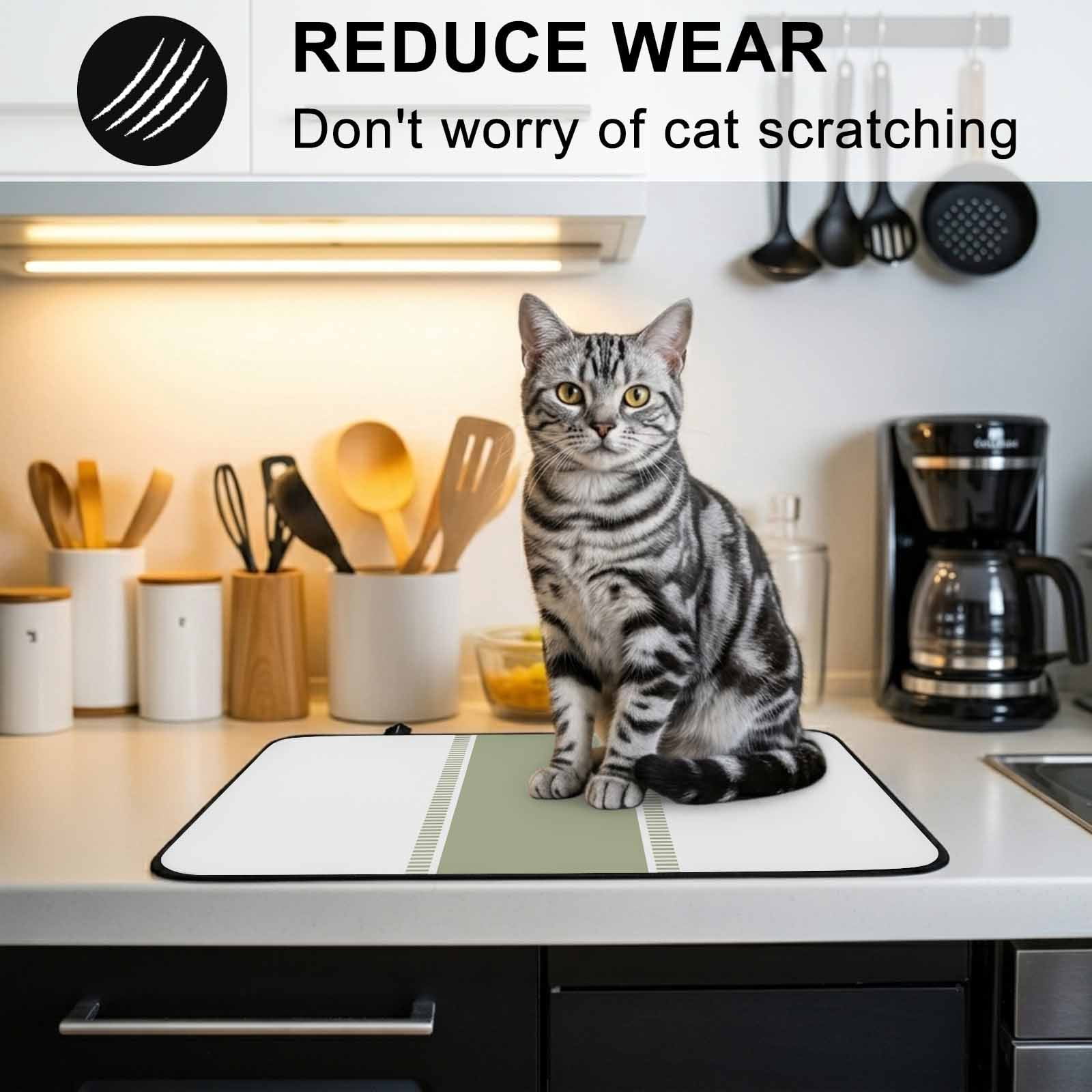 Sage Green Striped Stove Top Cover for Electric Stove, Heat-proof & Non Slip Glass Top Stove Cover Protector, Modern Geometric Abstract Art Kitchen Flat Cooktop Rubber Mat 36x21 Inches