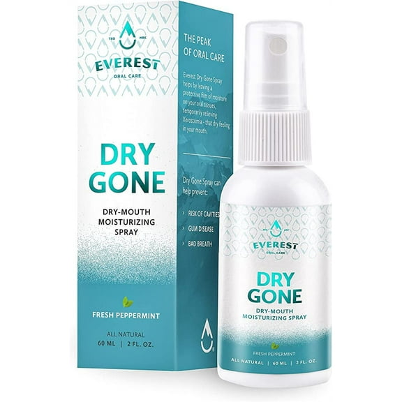 Everest Kosher Dry Gone - Dry Mouth Moisturizing Spray - Peppermint - 2 FL OZ