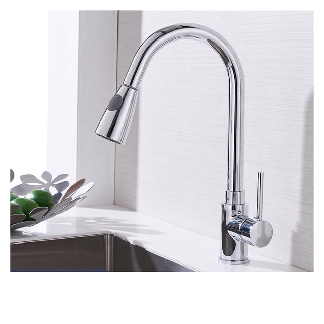 Kitchen Faucets Silver Single Handle Pull Out Kitchen Tap Single Hole Handle Swivel 360 Degree Water Mixer Tap Mixer Tap ,Effortless Installation