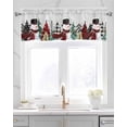 thumbnail image 2 of Grey Christmas Linen Curtain Valance for Bedroom/Bathroom/Kitchen/Office/Living/Dining Room Window,Winter Snowman Snowflake Xmas Tree Rod Pocket Topper Decorative Cafe Drapes Panel 42"x12", 2 of 6