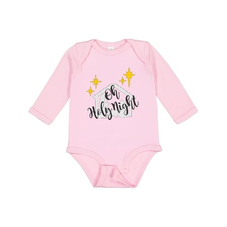 

Inktastic Oh Holy Night Christmas Nativity with Yellow Stars Gift Baby Boy or Baby Girl Long Sleeve Bodysuit