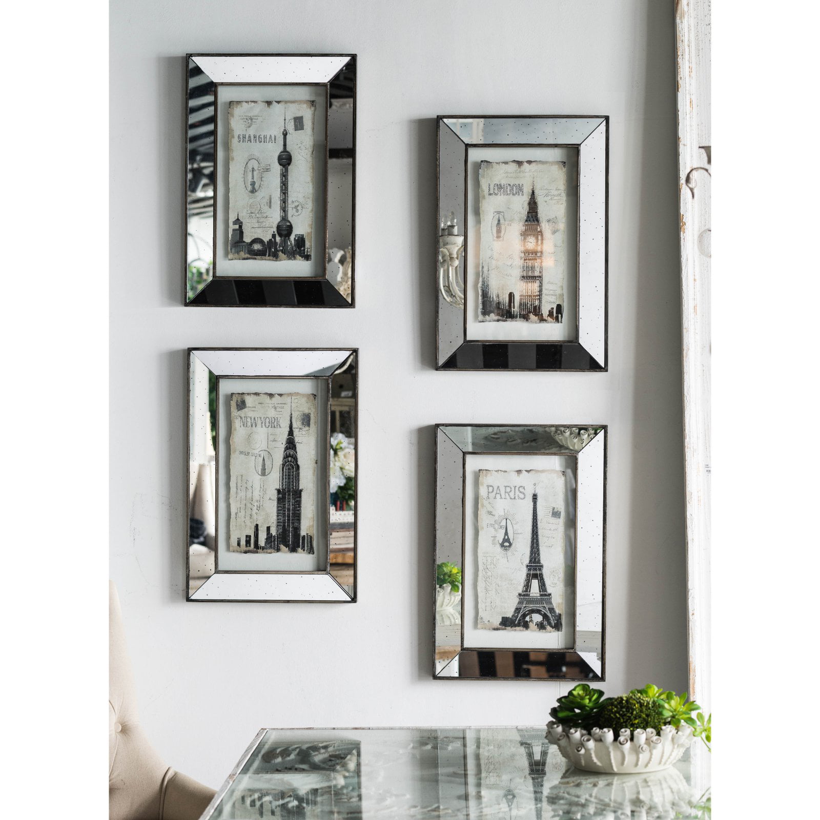 Home Architecture Mirrored Wall Art, Mirrored Frames Wall Art