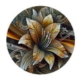 thumbnail image 4 of WERPE Yellow Orchid Flowers Abstract Yellow Lily Floral Pictures with Elastic Edge Round Tablecloth White, 4 of 7